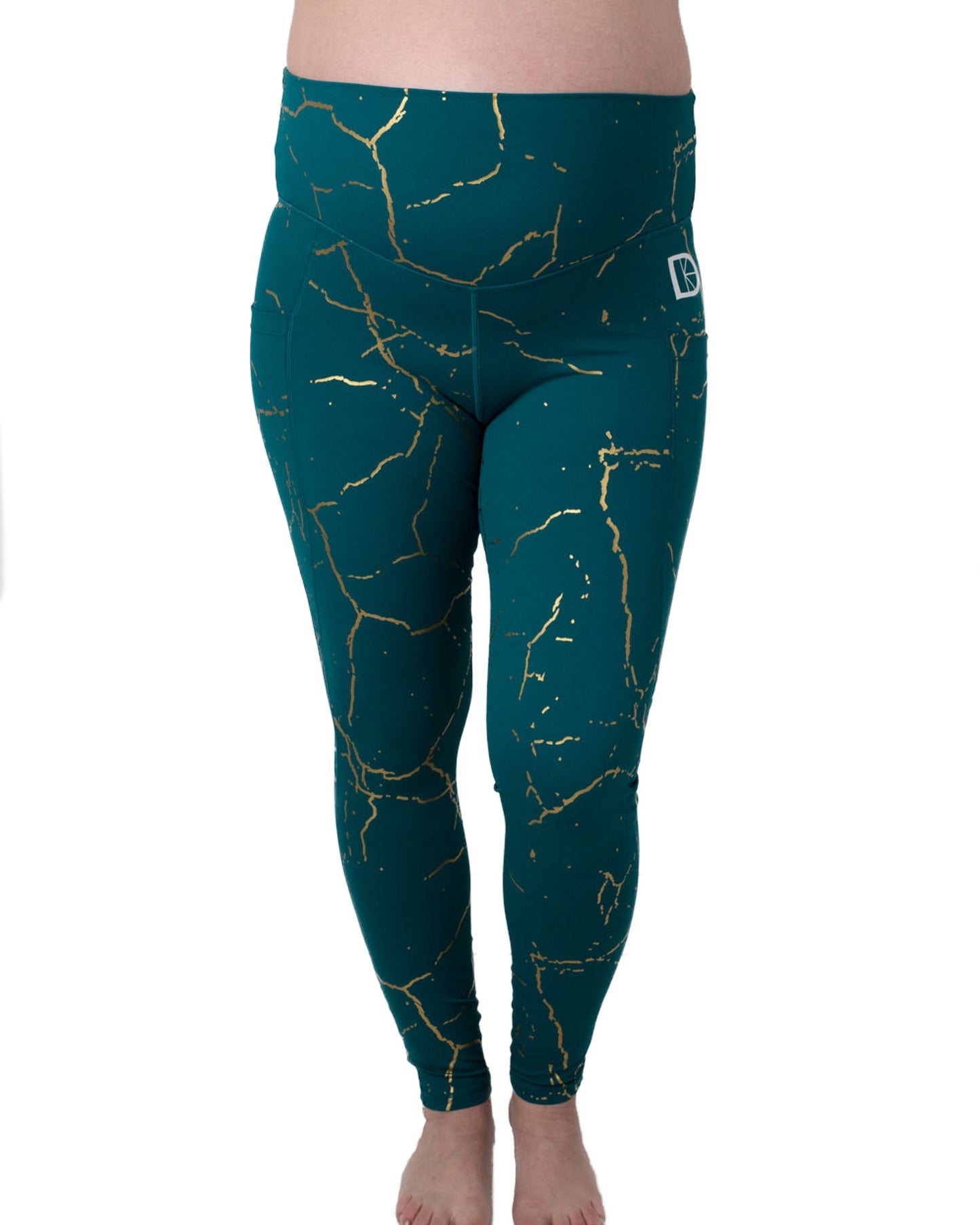 Forest green and gold leggings