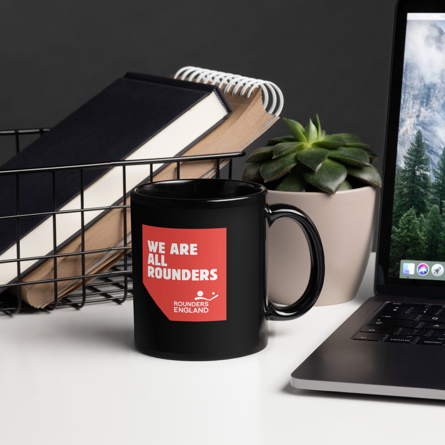 We are all rounders Black Glossy Mug