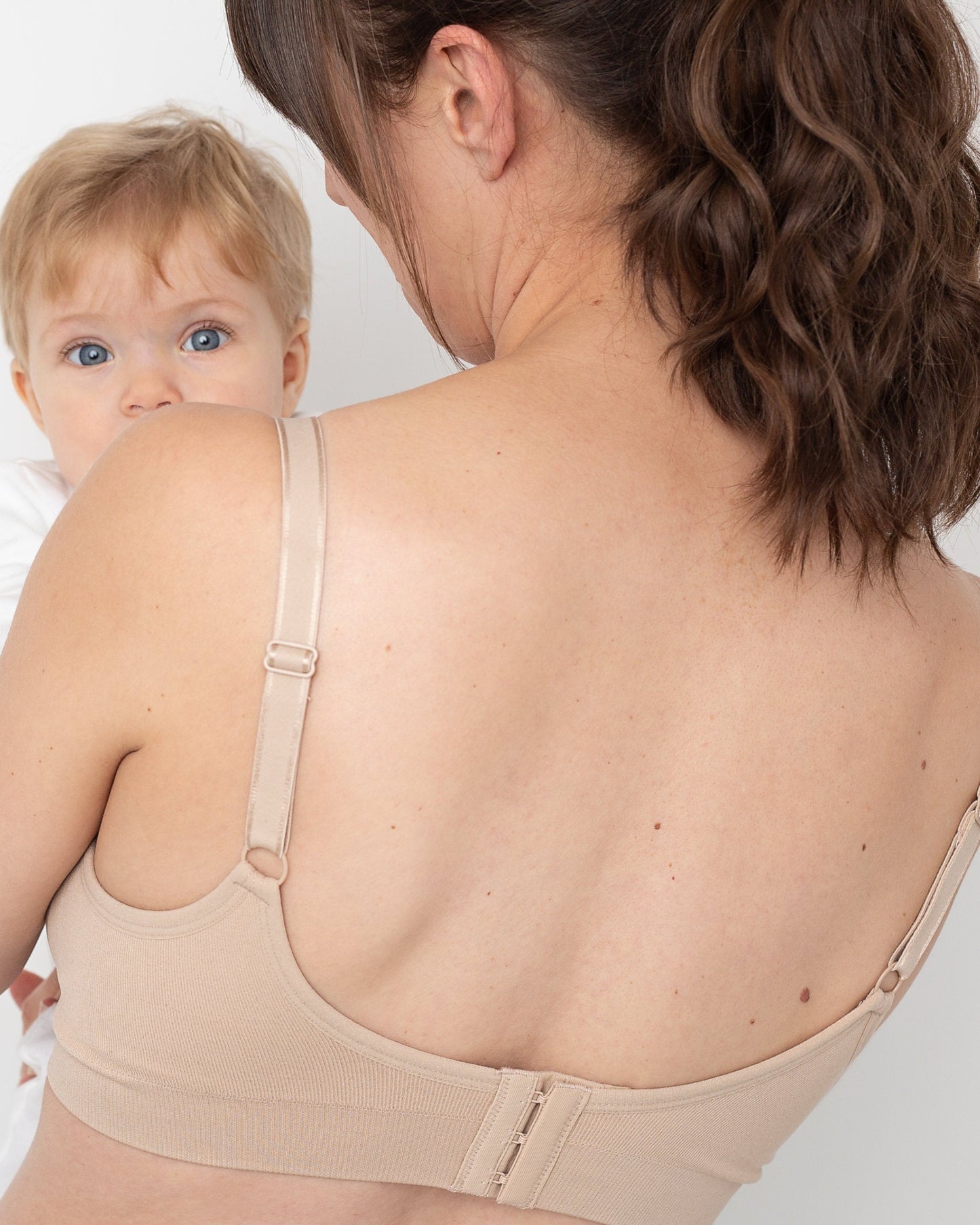 nursing bra beige with baby