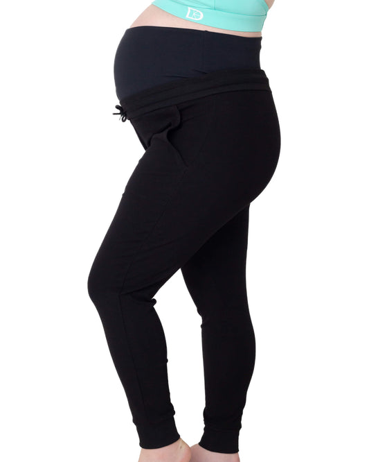 Maternity jogging bottoms with removable bump panel