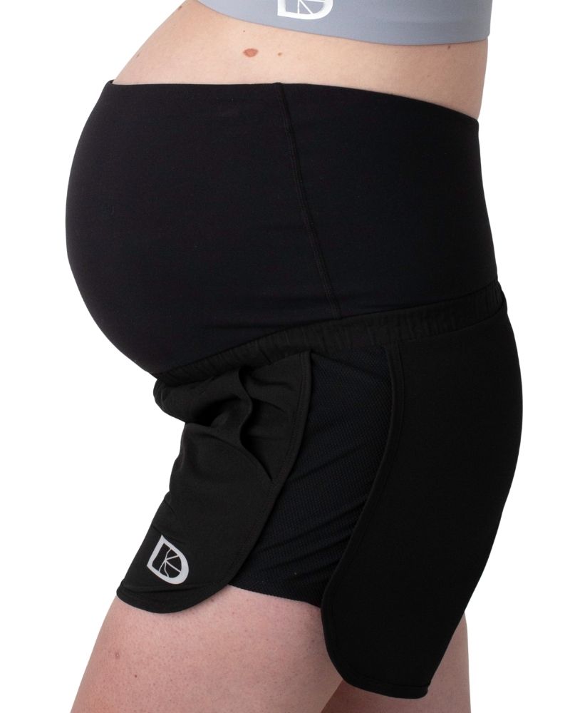Black pregnancy running shorts
